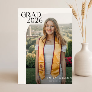 Postal Anuncio de graduación con foto minimalista moderna