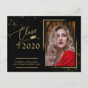 Postal Anuncio de graduación con guión chic Festivo brill