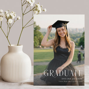 Postal Anuncio de graduación con lazo negro moderno