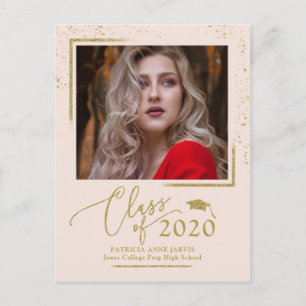 Postal Anuncio de graduación con letra Chic Festiva Brill