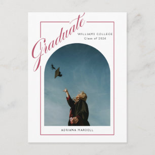 Postal Anuncio de graduación con letra cursiva inclinada