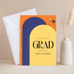 Postal Anuncio de Graduación con Letra Retro Elegante Gra