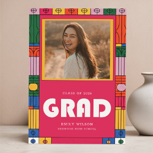 Postal Anuncio de Graduación de Foto de Graduado con Letr
