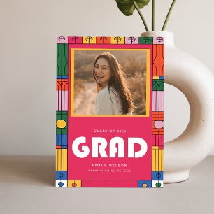 Postal Anuncio de Graduación de Foto de Graduado Moderno