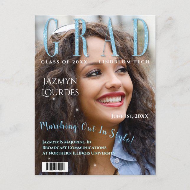 Postal Anuncio de graduación de foto de portada de la rev (Anverso)