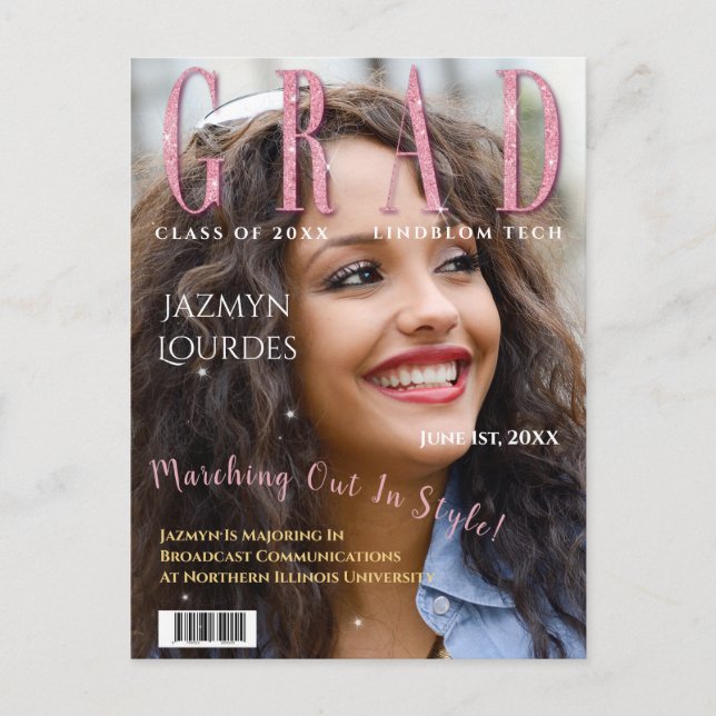 Postal Anuncio de graduación de foto de portada de la rev (Anverso)