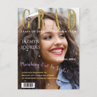 Postal Anuncio de graduación de foto de portada de la rev