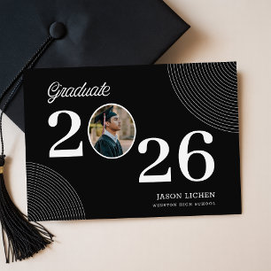 Postal Anuncio de Graduación en Negro y Blanco para Foto 