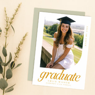 Postal Anuncio de graduación foto de graduado elegante mo