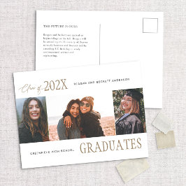 Postal Anuncio de graduación moderno con trío de fotos mú