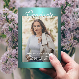 Postal Anuncio de Graduación Verde Azul Teal Brillante