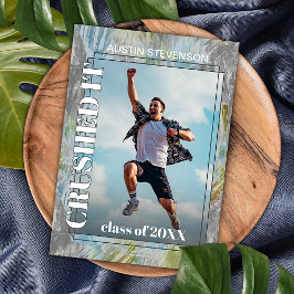 Postal Anuncio de Graduación Verde Turquesa Azul Gris