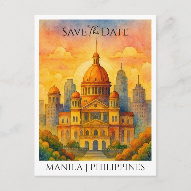 Postal Anuncio de Guardar la Fecha Manila Filipinas (Anverso)