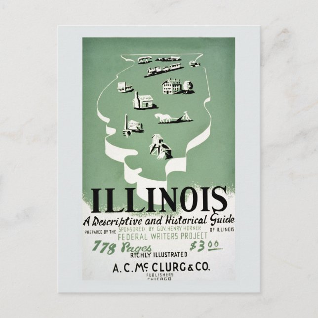 Postal Anuncio de guía de viajes de Illinois (Anverso)