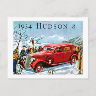 Postal Anuncio de Hudson 8 Viñeta de Automóvil de 1934