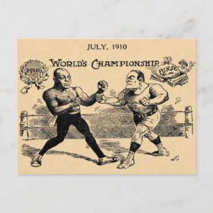 Postal Anuncio de Ilustracion de boxeo Vintage Johnson VS