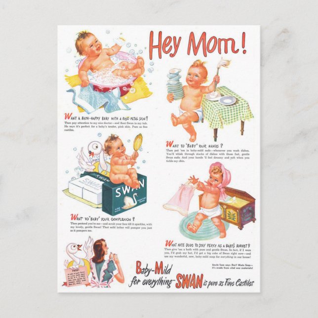 Postal Anuncio de jabón de cisne de los años 40 (Anverso)