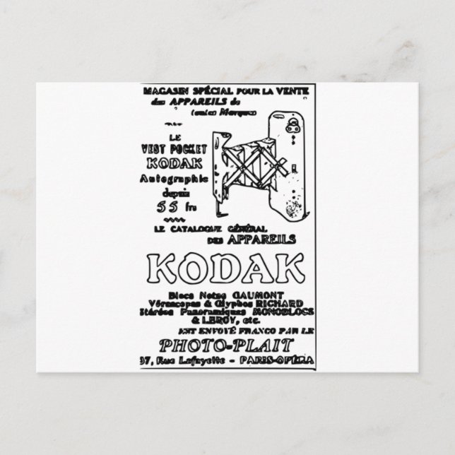 Postal Anuncio de Kodak Vintage (Anverso)