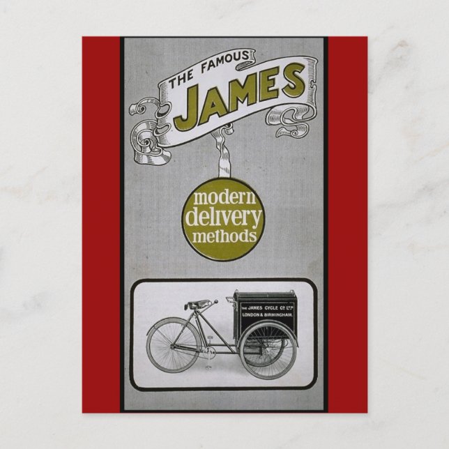 Postal Anuncio de la bicicleta de entrega James 1913 (Anverso)