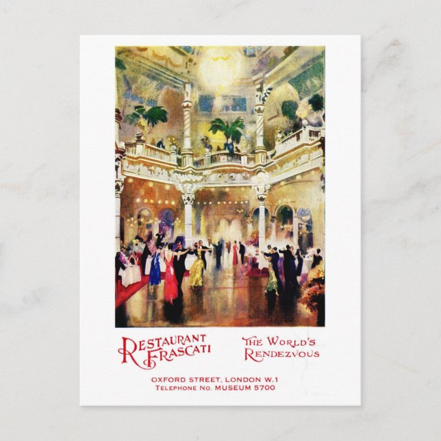 Postal Anuncio de la época de jazz de moda Restaurant Fra (Anverso)