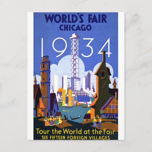 Postal Anuncio de la Feria Mundial de Chicago de 1934 (Anverso)