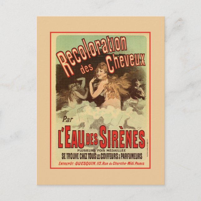 Postal Anuncio de la moda de los años 1890 de Mermaid Fre (Anverso)