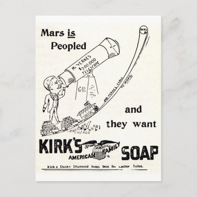 Postal Anuncio de la película de jabón de Kirk sobre MARS (Anverso)