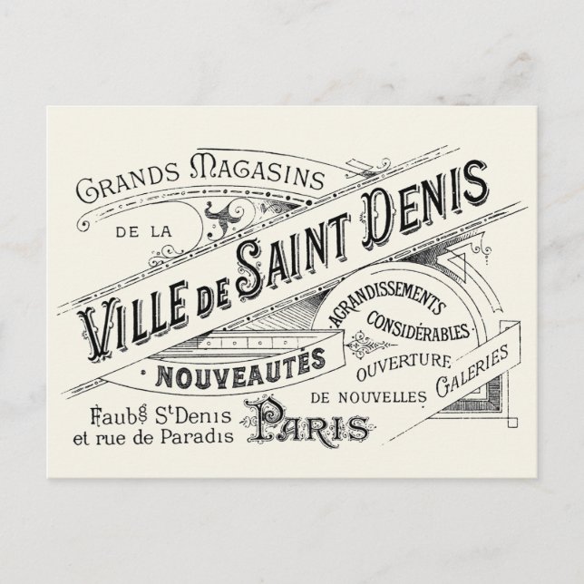 Postal Anuncio de la tienda de departamentos de París (Anverso)