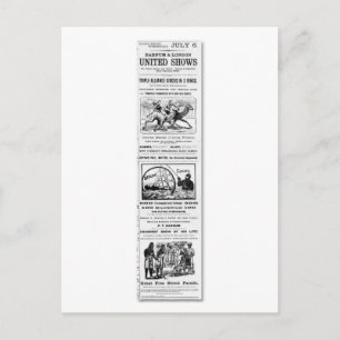 Postal Anuncio de los Espectáculos Unidos de Barnum y Lon