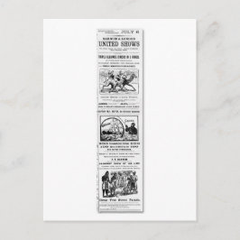 Postal Anuncio de los Espectáculos Unidos de Barnum y Lon