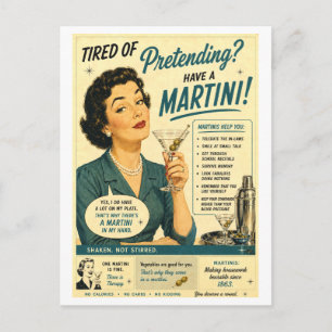 Postal Anuncio de Martini con Estilo Vintage y Tono Burló