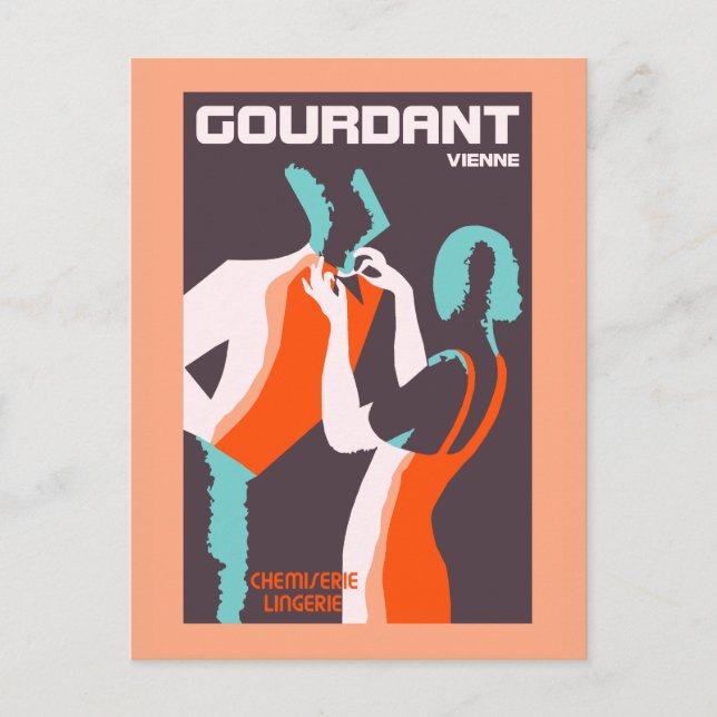 Postal Anuncio de moda Art Déco de estilo retro (Anverso)