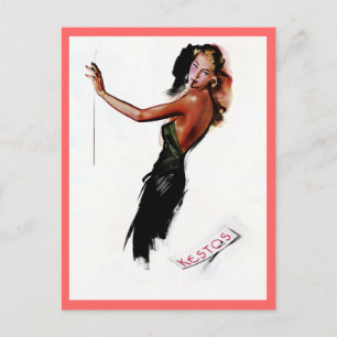 Postal Anuncio de moda nocturna retro París