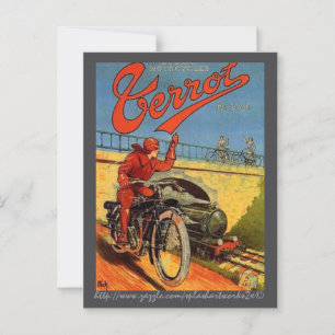 Postal "Anuncio de motocicleta francés vintage"