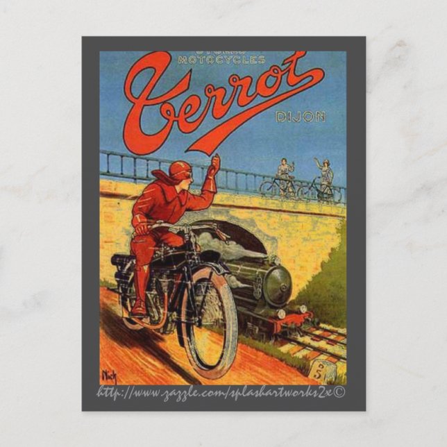 Postal "Anuncio de motocicleta francés vintage" (Anverso)