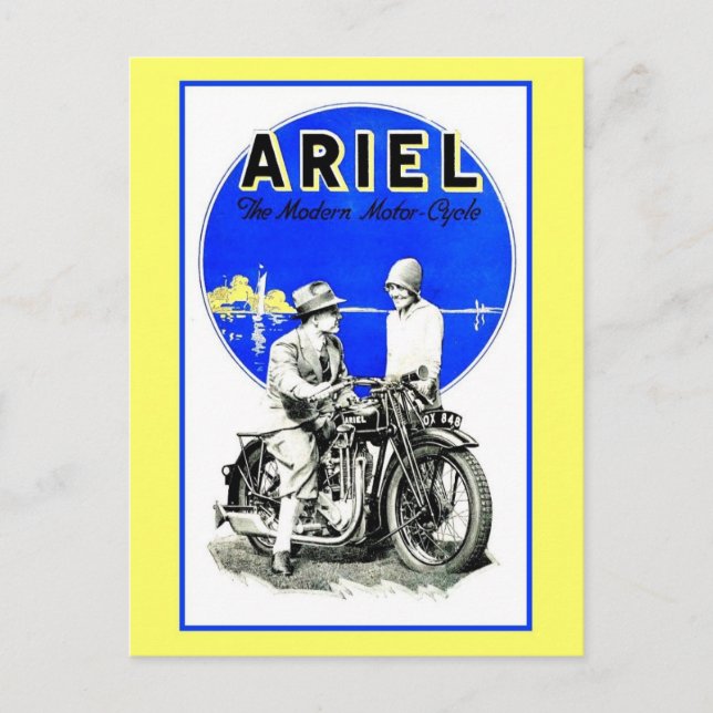 Postal Anuncio de motocicletas retro Ariel (Anverso)