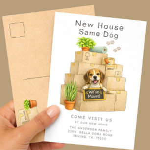 Postal Anuncio de Mudanza a la Nueva Casa Beagle