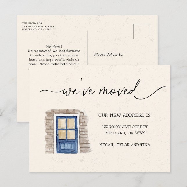 Postal Anuncio de Mudanza a Nueva Dirección de Casa Rústi (Anverso / Reverso)