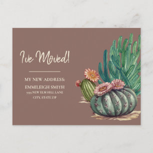 Postal Anuncio de Mudanza Cactus Desérticos Botánicos