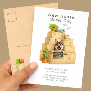 Postal Anuncio de Mudanza de Casa de Corgi
