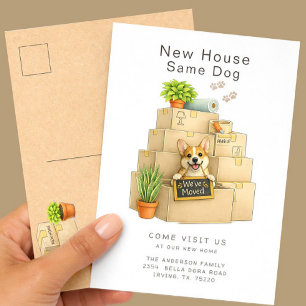 Postal Anuncio de Mudanza de Casa de Corgi