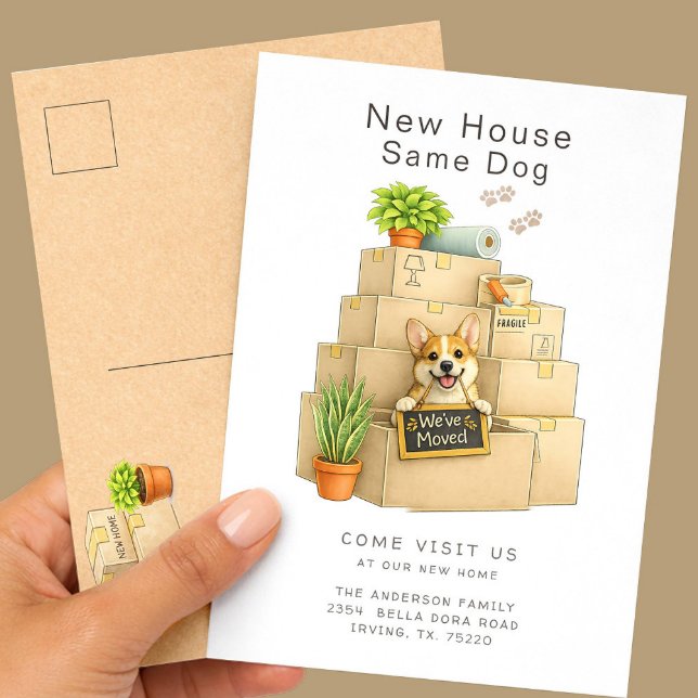 Postal Anuncio de Mudanza de Casa de Corgi (Subido por el creador)