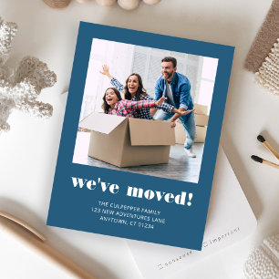 Postal Anuncio de Mudanza de Foto Azul Personalizado