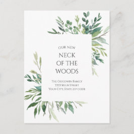 Postal Anuncio de mudanza de Neck of the Woods Greenery