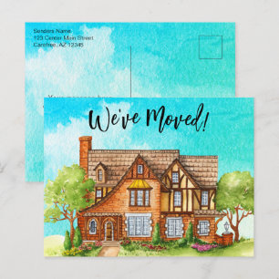 Postal Anuncio de Mudanza de Watercolor Cottage