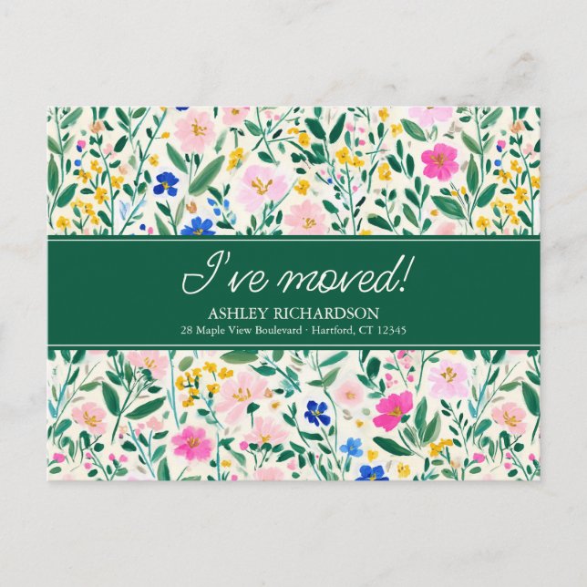 Postal Anuncio de Mudanza Floral (Anverso)