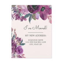 Anuncio de Mudanza Floral Acuarela Morada Crema