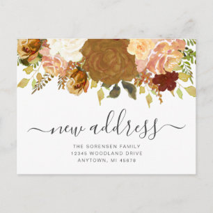 Postal Anuncio de Mudanza Floral de Otoño Nueva Dirección