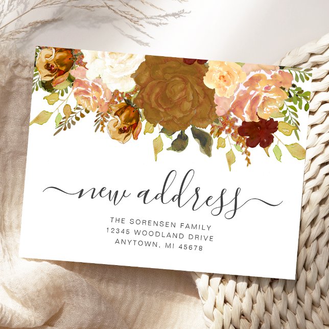 Postal Anuncio de Mudanza Floral de Otoño Nueva Dirección (Subido por el creador)