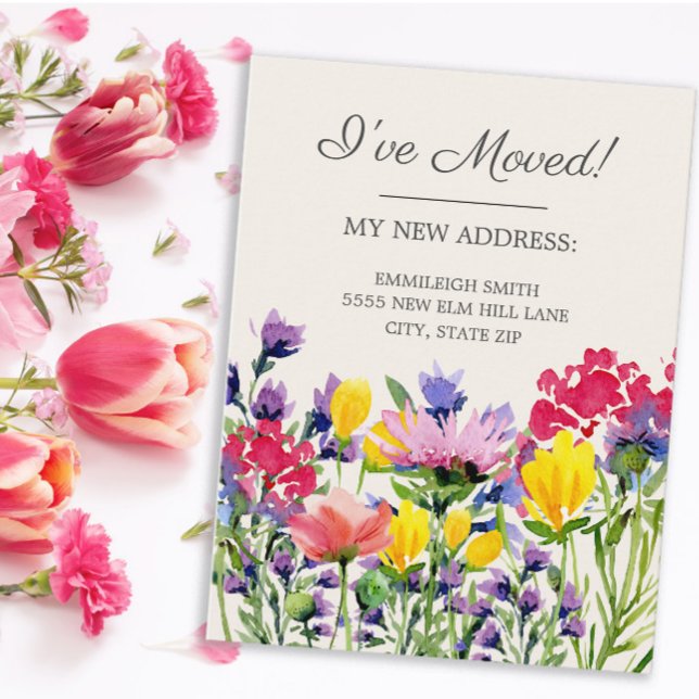 Postal Anuncio de Mudanza Flores Silvestres Purpúreas Ama (Subido por el creador)